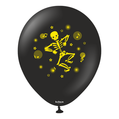 SET 25 Baloane latex 30cm Print Scheleti Neon