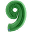 Balon Folie JUMBO CIFRA 9 VERDE 102 cm Grabo