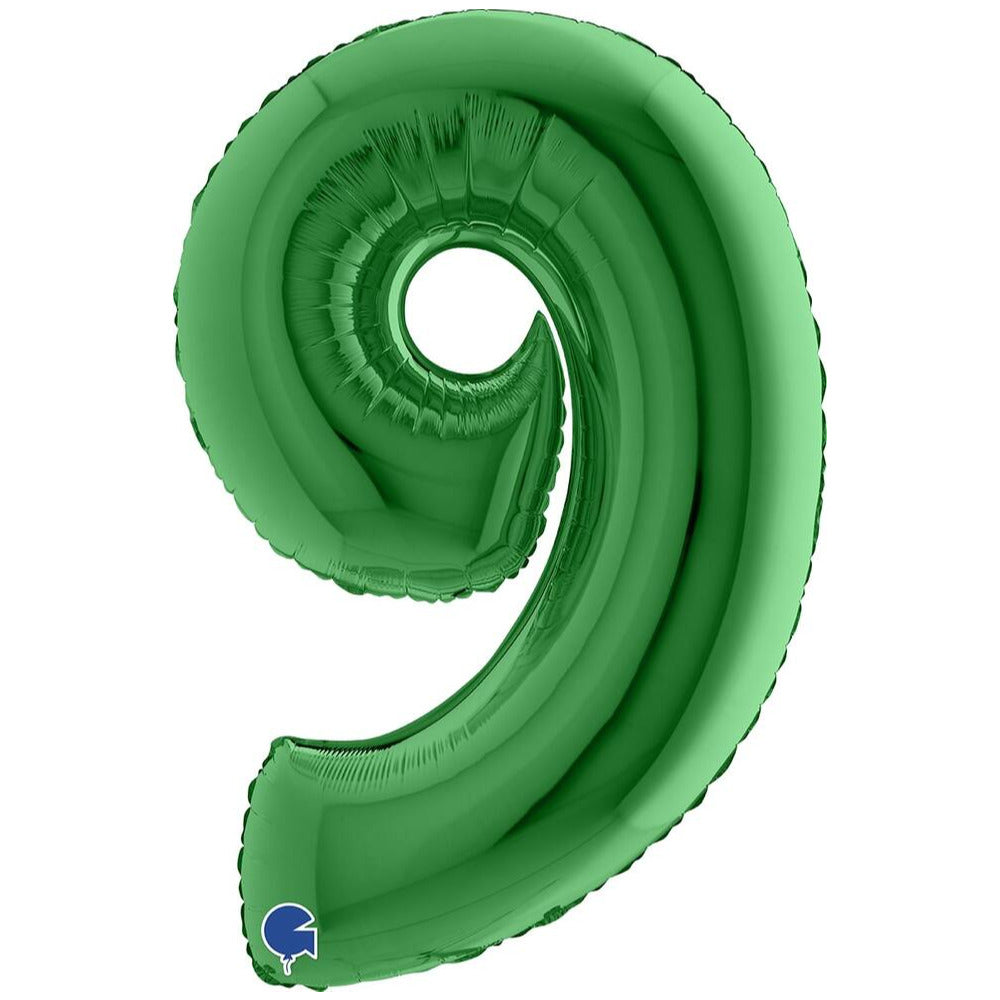 Balon Folie JUMBO CIFRA 9 VERDE 102 cm Grabo