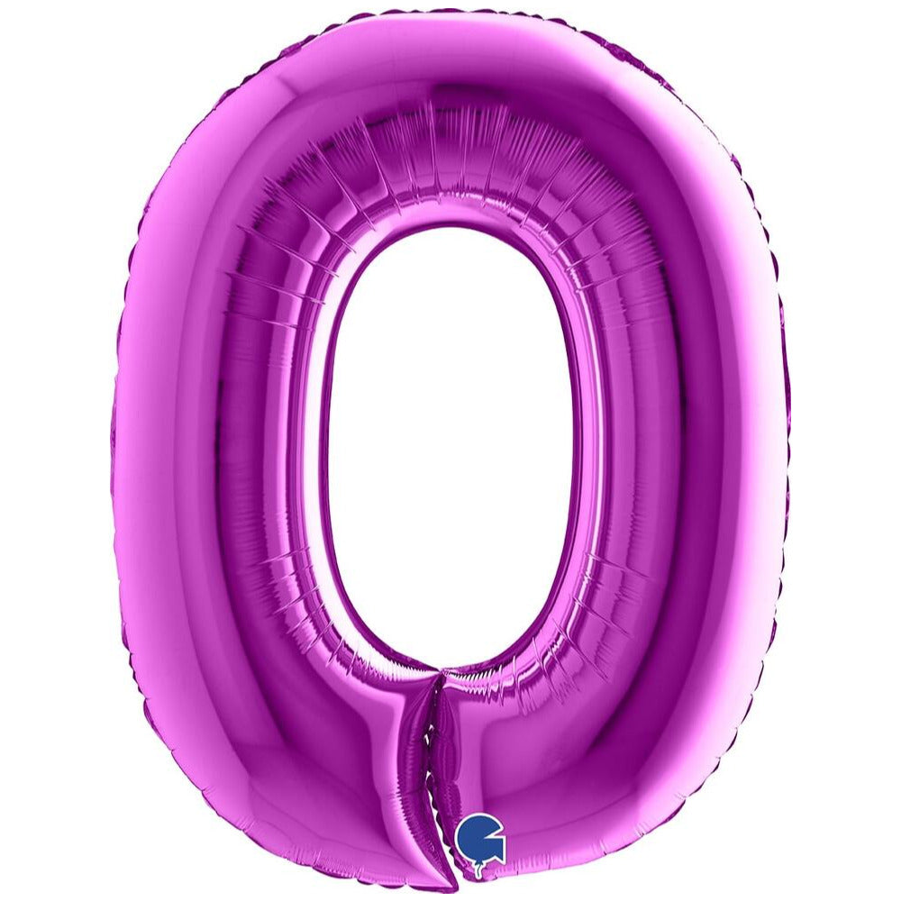 JUMBO FOIL BALLOON NUMBER 0 PURPLE 102 cm Grabo