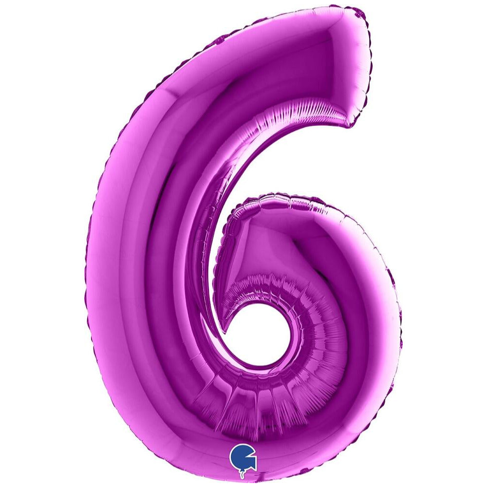 JUMBO Foil Balloon NUMBER 6 PURPLE 102 cm Grabo