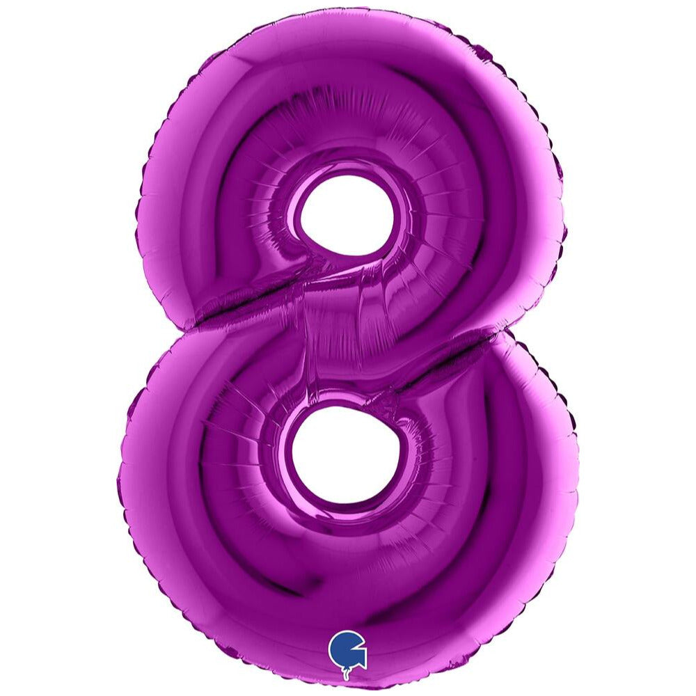 Foil Balloon JUMBO NUMBER 8 PURPLE 102 cm Grabo