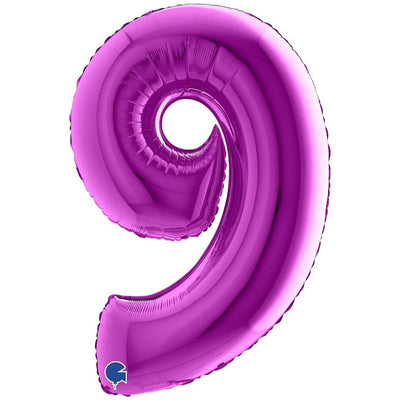 Foil Balloon JUMBO NUMBER 9 PURPLE 102 cm Grabo