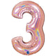 Jumbo Foil Balloon NUMBER 3 Rose Gold Glitter 102 cm Grabo