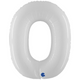 Balon Folie Jumbo CIFRA 0 Shiny White 102 cm Grabo