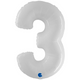 Balon Folie Jumbo CIFRA 3 Shiny White 102 cm Grabo