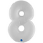 Jumbo Foil Balloon NUMBER 8 Shiny White 102 cm Grabo