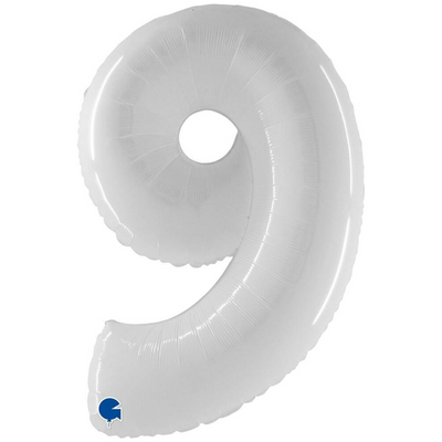 Balon Folie Jumbo CIFRA 9 Shiny White 102 cm Grabo