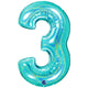 Balon Folie Jumbo CIFRA 3 Tiffany Glitter 102 cm Grabo
