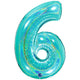Balon Folie Jumbo CIFRA 6 Tiffany Glitter 102 cm Grabo