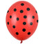 SET 10 Latex Balloons 30cm Red with Black Polka Dots PDC1060
