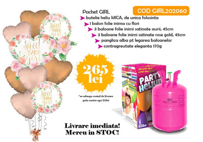Sweet Baby Girl Maternity Balloons Pack with Small Helium Cylinder - GIRL202060