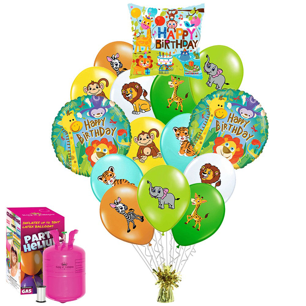 Set of 15 Jungle Themed Helium Balloons Birthday Balloons Shop 2022201