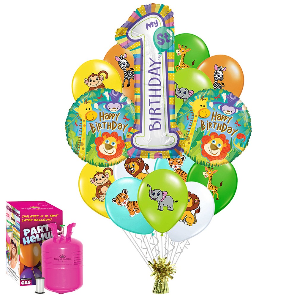 Set 15 Baloane cu heliu Tematica Jungla Prima Aniversare Balloons Shop 2022200
