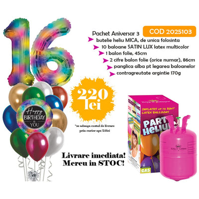 Birthday Balloon Pack 3 + SMALL Helium Tank CODE 2025103