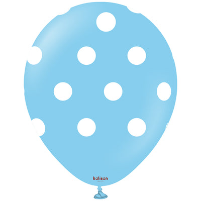 SET 25 Baloane latex 30cm Light Blue cu buline albe