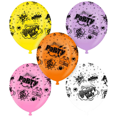 Baloane latex 30cm/ 12 inch ASORTATE cu print POP ART PARTY
