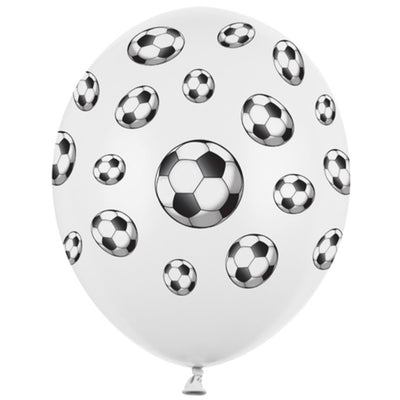 SET of 10 Soccer Ball print Latex Balloons 30cm White