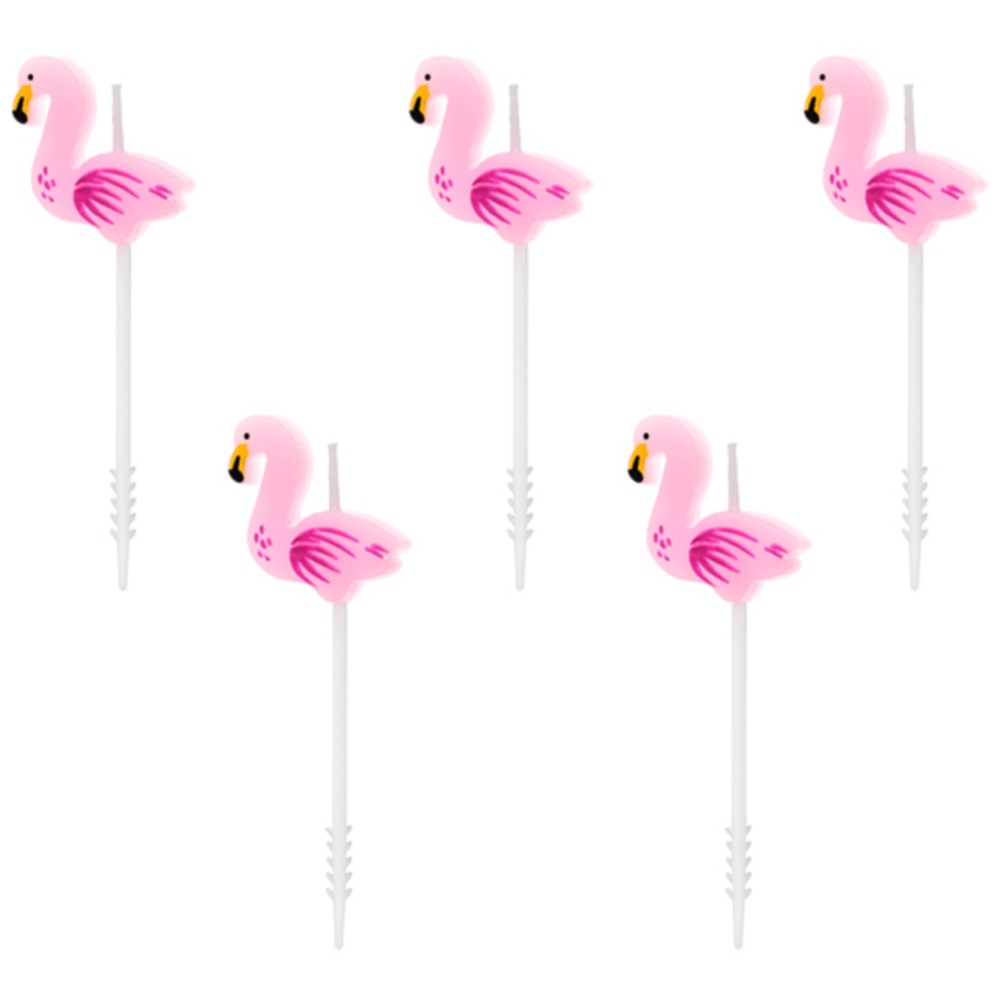 Set 5 Lumanari Tort Flamingo 3 cm
