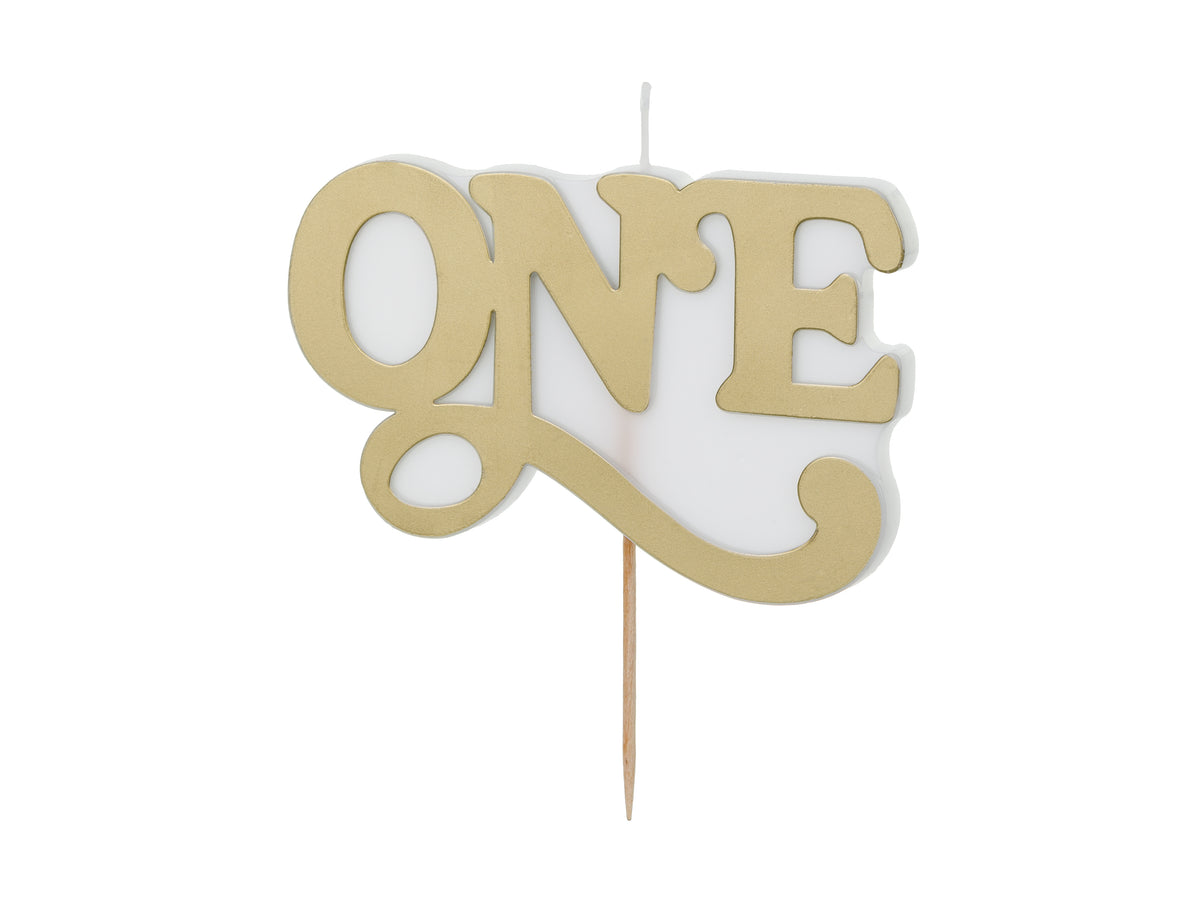 Lumanare Tort Prima Aniversare Gold "ONE" 6.5cm