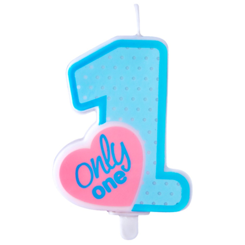 Birthday Cake Candle 1 Year Only ONE Blue - 8cm