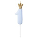 Birthday Cake Candle 1 year with Light Blue Crown 9.5cm