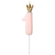 Birthday Cake Candle 1 year with Light Pink Crown 9.5cm