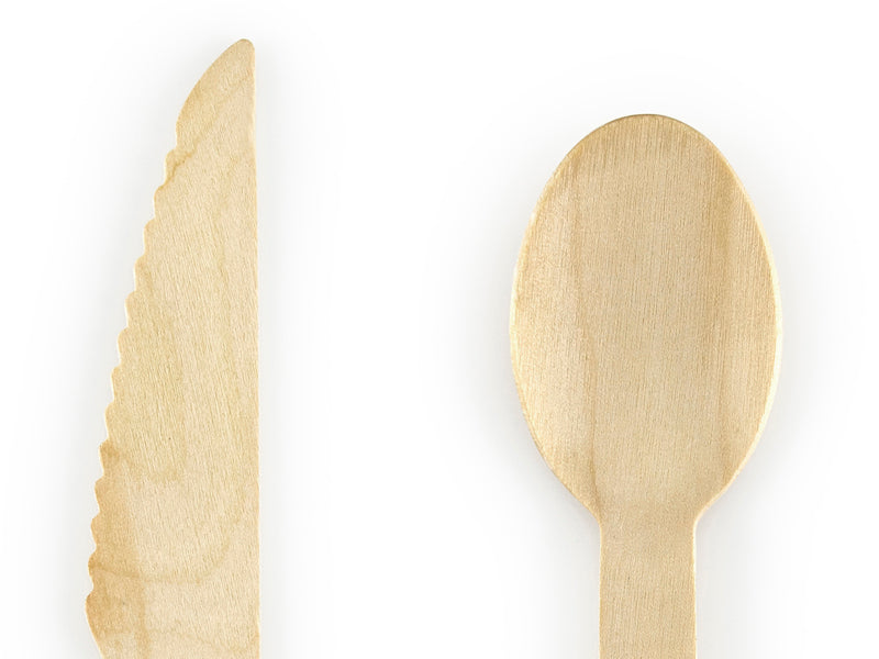 Set 18 Tacamuri lemn bleu deschis 16 cm