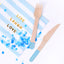 Set 18 Tacamuri lemn bleu deschis 16 cm