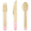 Set 18 Tacamuri lemn roz deschis 16 cm