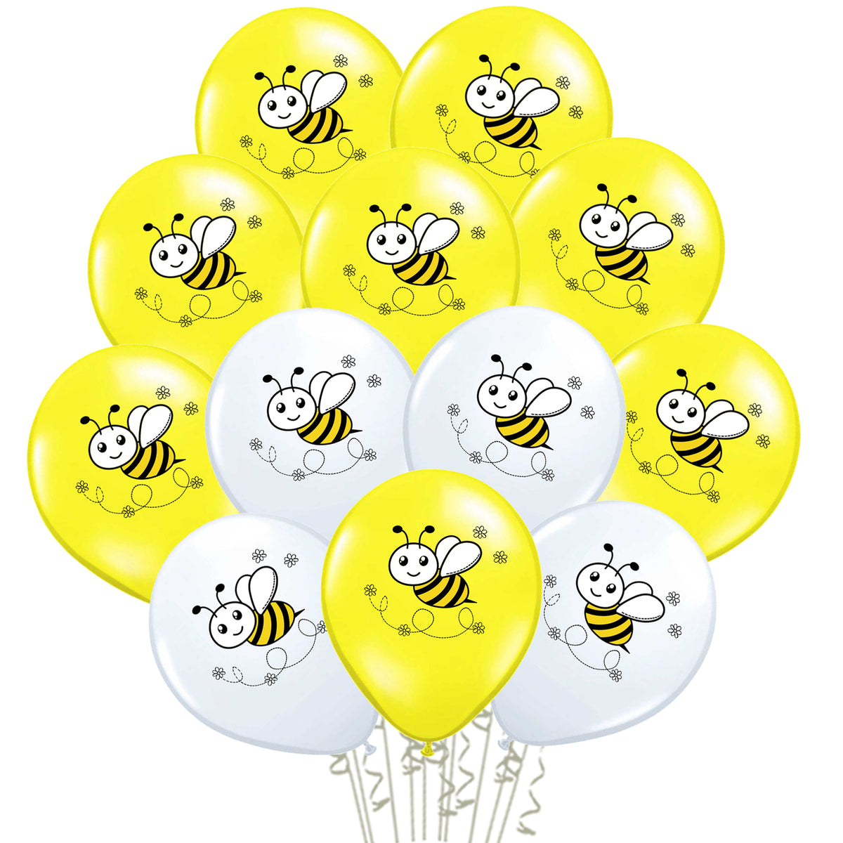 Set of 12 Latex Balloons 30cm Bumblebee Print Model 2 BLS202411
