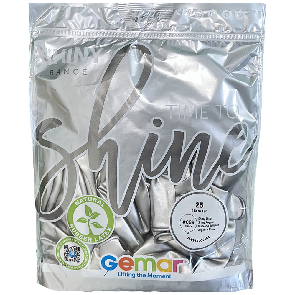 Latex Balloons 48cm Shiny Silver GB150.89