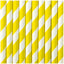 Set of 10 Yellow Paper Drinking Straws with White Stripes, 19.5 cm
