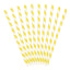 Set of 10 Yellow Paper Drinking Straws with White Stripes, 19.5 cm