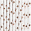 Set of 10 White Paper Drinking Straws with Rose Gold Stars 19.5cm