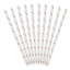 Set of 10 White Paper Drinking Straws with Rose Gold Stars 19.5cm