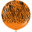 60cm Safari Tiger N Jumbo Latex Balloon - Orange (Print: Black)