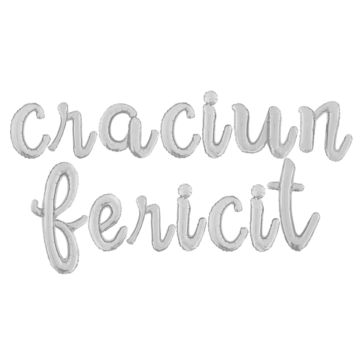 Balon Folie Scris Cursiv Craciun Fericit Argintiu