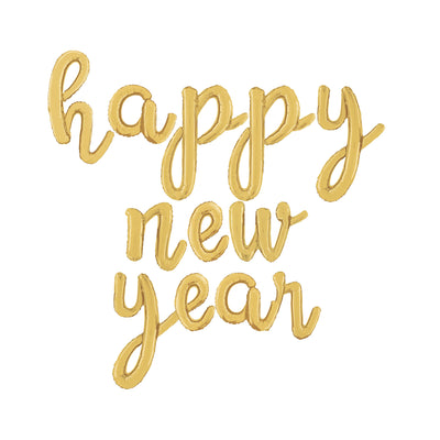 Balon Folie Scris Cursiv Happy New Year Auriu