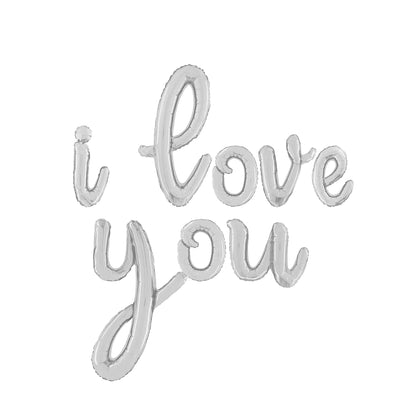 Foil Balloons Cursive Script I Love You Silver