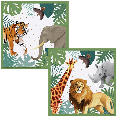 Set of 16 Wild Life Print Party Napkins 33x33cm