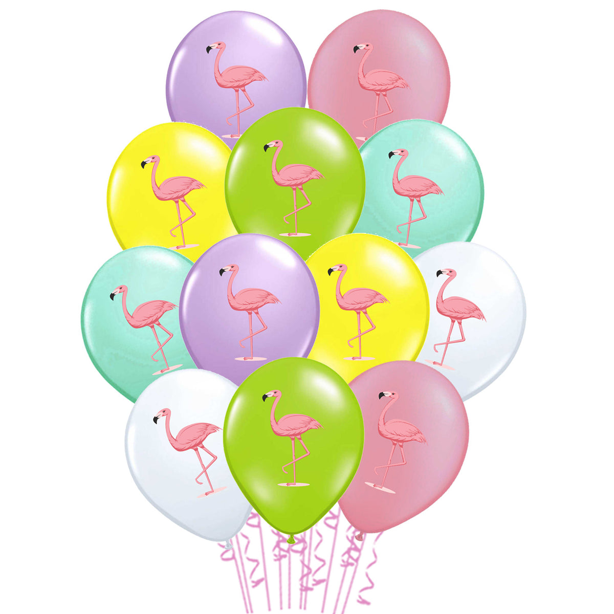 SET 12 Baloane Latex 30cm Asortate Print Color Flamingo BLS20224