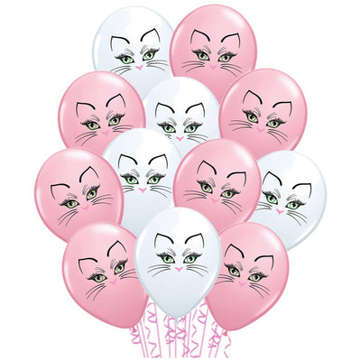 Set 12 Baloane Latex 30cm Asortate Print Color Pisica BLS20223