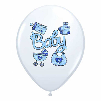Set 12 Baloane Latex 30cm Asortate Print Bleu Baby Boy BLS202230