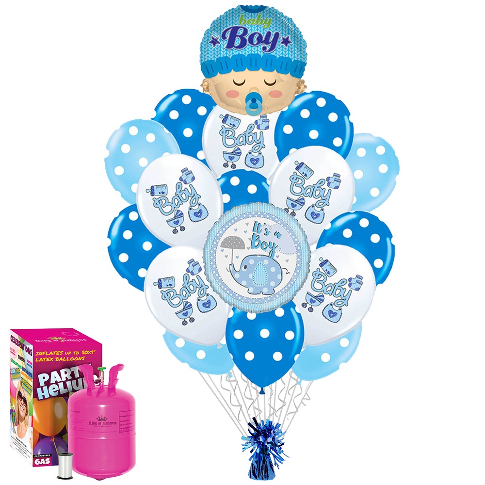Set 19 baloane cu heliu Baby Boy nou nascut baietel Balloons Shop 202201