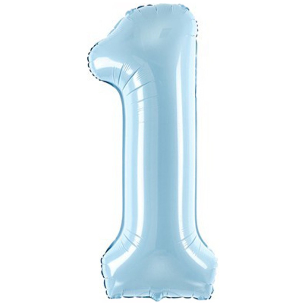 Pastel Blue number 1 foil balloon 86 cm