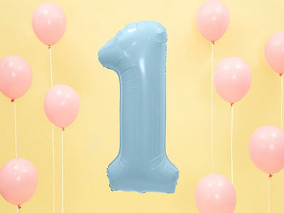 Balon folie cifra 1 Bleu Pastel 86 cm