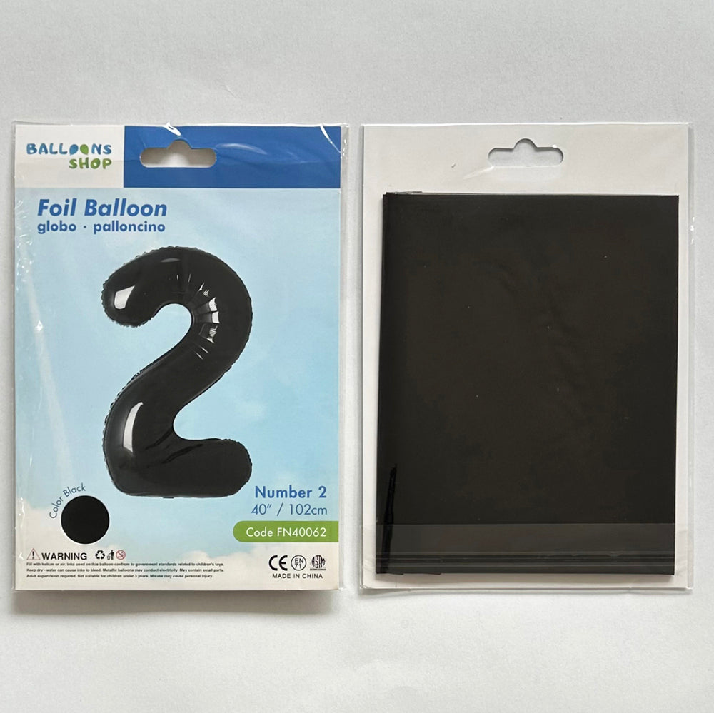 Foil Balloon Number 2 Black 87cm