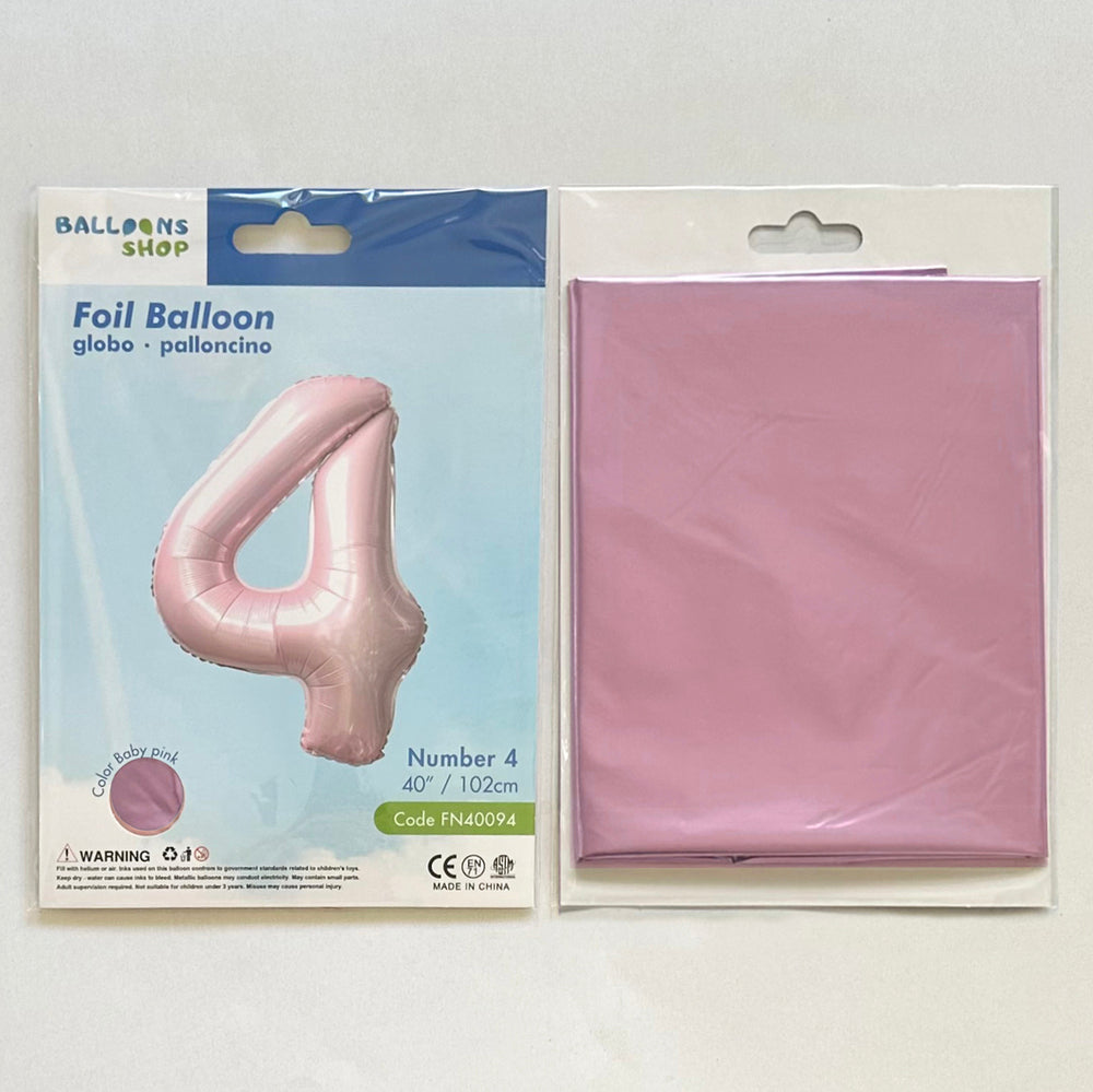Foil Balloon Number 4 Baby Pink 87cm