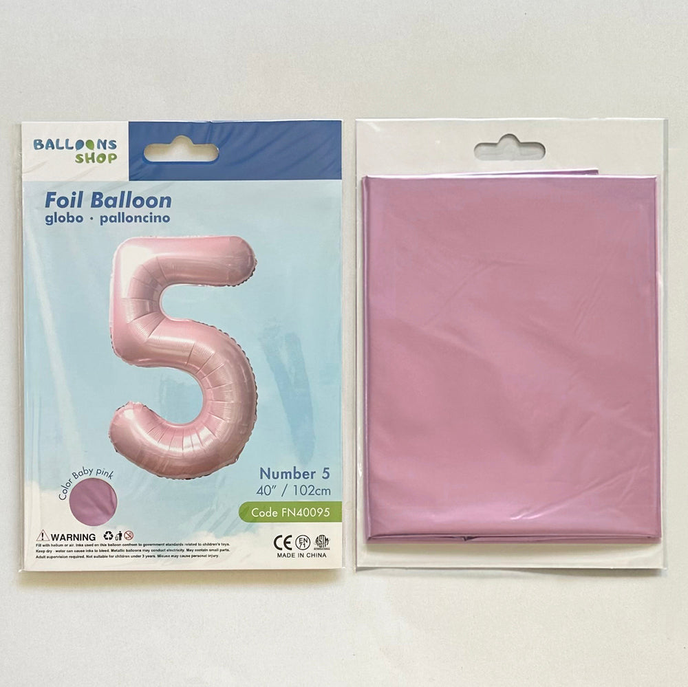 Foil Balloon Number 5 Baby Pink 87cm